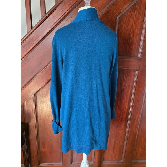Christopher & Banks Blue Open Front Cardigan Sweater With Button Cuffs Size M - Picture 5 of 10